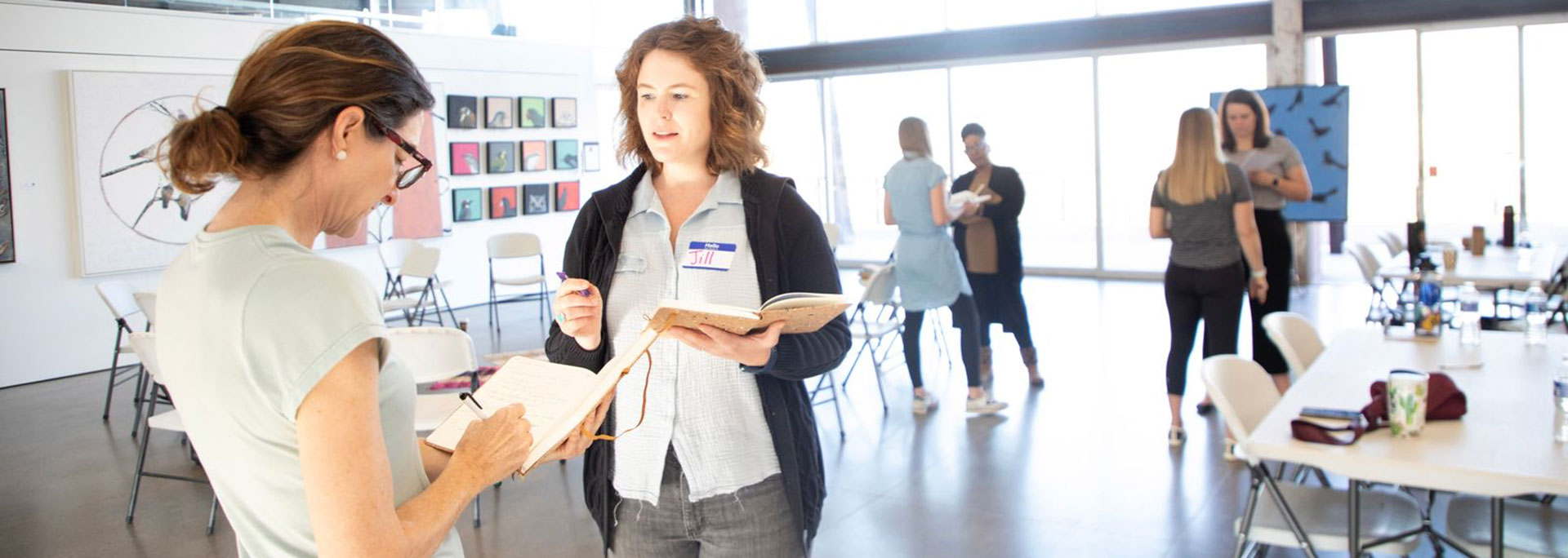 Two women talking